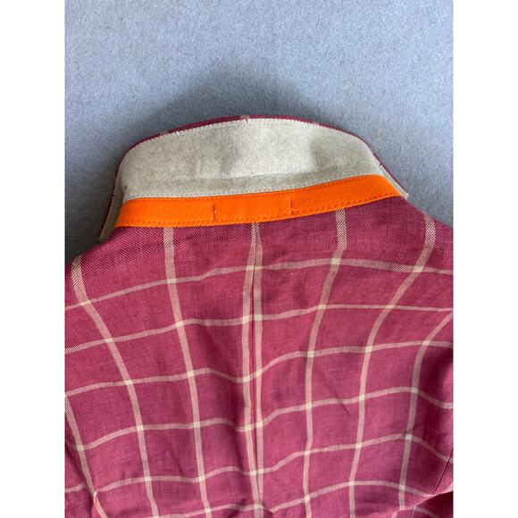 NWT Men's Tallia 100% Linen Windowpane Blazer Sportcoat 42R jacket Red/tan - Picture 7 of 10